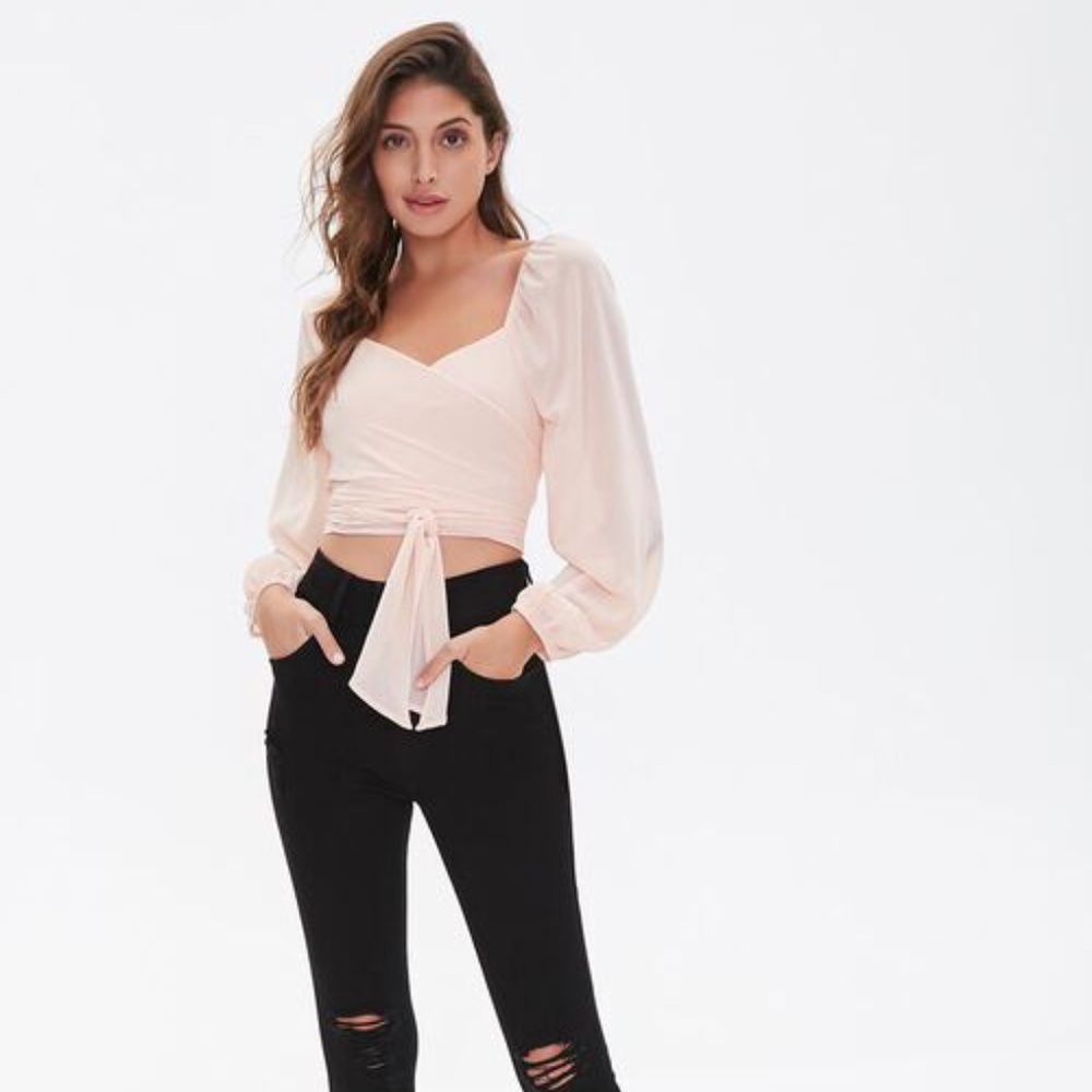 Wraparound Blush Crop Top - Picture 3 of 7